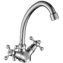 Изображение товара Смеситель DECOROOM DR54028 двуручный для кухни с высоким повортным изливом
