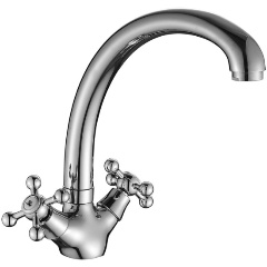 Изображение товара Смеситель DECOROOM DR54029 двуручный для кухни с высоким повортным изливом