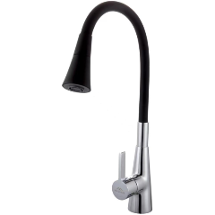 Изображение товара Смеситель для кухни FASHUN с гибким изливом хром черный рычажный