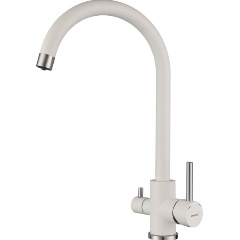 Изображение товара Смеситель для кухни GRANFEST QUARZ U-обр. с краном питьевой воды D-35мм белый арт. GF-Z-5420