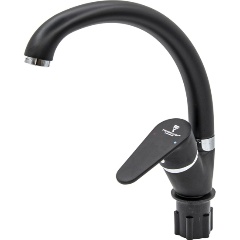 Изображение товара Смеситель для кухни РемоКолор однорычажный, гайка, черный, керамический картридж 35 мм 67-0-825