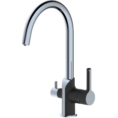 Изображение товара Смеситель кухонный Haiba латунь черный хром подключение фильтр