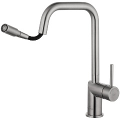 Изображение товара Смеситель для кухни с выдвижным изливом WONZON & WOGHAND, Брашированный никель (WW-6018-BS)