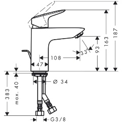 Hansgrohe logis 100 без донного клапана 71101000