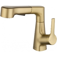 Изображение товара Смеситель для раковины с выдвижным изливом Wonzon & Woghand, Брашированное золото (WW-121B108-BG)