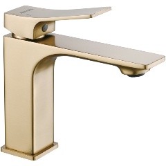 Изображение товара Смеситель для раковины Shevanik S6101G золотой сатин рычажный с аэратором