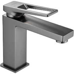 Изображение товара Смеситель для раковины Shevanik S6801T латунь оружейная сталь рычажное управление монтаж на раковин