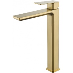 Изображение товара Смеситель для раковины высокий Wonzon & Woghand DIAMOND брашированное золото