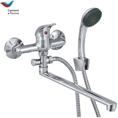 Изображение товара Смеситель для ванны и душа СЛАВЕН СЛ-ОД-Р31, с поворотным изливом, кнопочный, комплект, одноручный