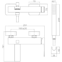 Изображение товара Смеситель для ванны Webert Pegaso PE850101794, золото матовое