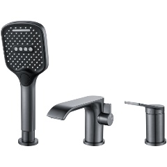Изображение товара Современный смеситель для ванны Shevanik S4112T из оружейной стали с ручным душем