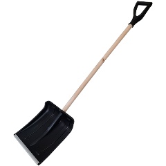 Изображение товара Снегоуборочная пластмассовая лопата РемоКолор деревянный черенок, V-образная ручка, 350x350 мм, 69-0-449