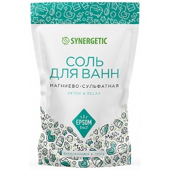 Изображение товара Соль для ванн SYNERGETIC Магниево-сульфатная с Маслом Эвкалипта, 1 кг