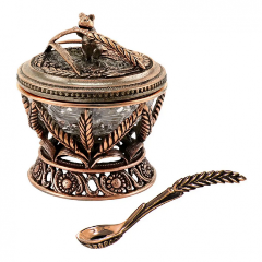 Изображение товара Солонка Кольчугинский мельхиор "Колосок" медная с чернью с лож. в футляре (КМ1347СЛ06/8)