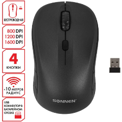 Изображение товара Мышь беспроводная SONNEN V-111 оптическая черный