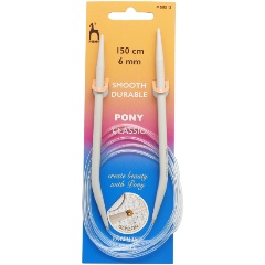 Изображение товара Спицы вязальные PONY круговые 6,00мм*150см, алюм., 50513