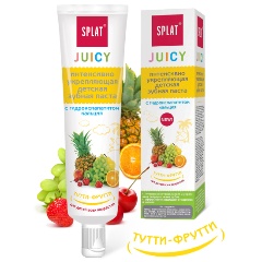 Изображение товара Детская зубная паста SPLAT Juicy Тутти-фрутти укрепляющая с гидроксиапатитом, 35 мл