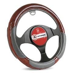 Изображение товара Спонжевая оплётка руля AUTOPROFI, вставки из ПВХ и экокожи, светло-серый, размер М