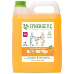 Изображение товара Гель для мытья посуды SYNERGETIC Сочный Апельсин, биоразлагаемый, 5 л