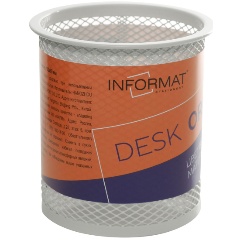 Изображение товара Стакан для канцелярских принадлежностей INFORMAT 100х89 мм белый металл