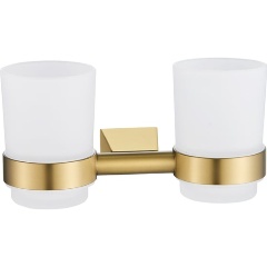 Изображение товара Двойной стакан для ванной комнаты Shevanik SG5722G золото сатин настенный