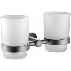 Изображение товара Двойной стакан для ванной комнаты из нержавеющей стали и стекла Shevanik SG5722T