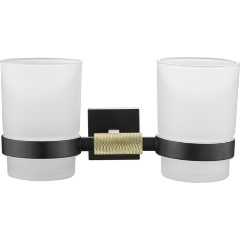 Изображение товара Стакан двойной для ванной комнаты Rose RG3022H золото черный настенный