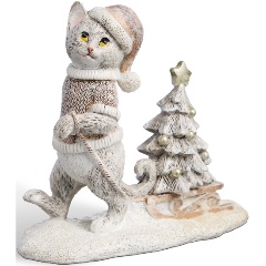 Изображение товара Статуэтка LEFARD "котик с елочкой", 13х5,5х11,5 см.