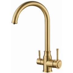 Изображение товара Кухонный смеситель Steel Hammer SH 763 INOX бронза PVD подключение фильтр