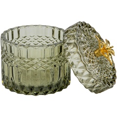 Изображение товара Шкатулка стеклянная Вещицы 9х9х10 см, оливковый (Fancy32)