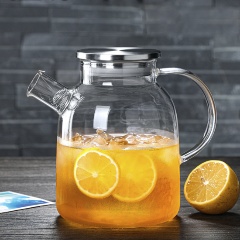 Изображение товара Стеклянный чайник для заваривания KIMBERLY 801356 с ситечком и крышкой из нержавеющей стали, 1800 мл