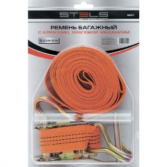 Изображение товара Ремень багажный с крюками STELS 54378 EQUIPMENT 10 x 0,038м, храповой механизм