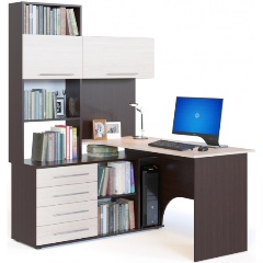 Изображение товара Стол компьютерный МЕБЕЛЬНАЯ ФАБРИКА "СОКОЛ" КСТ-14 Венге/Беленый дуб левый