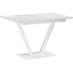 Изображение товара Стол обеденный WOODVILLE Бугун 120х80х77 белый мрамор с прожилками / белый