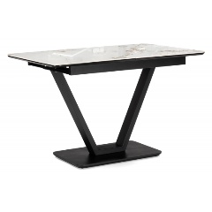 Изображение товара Стол обеденный WOODVILLE Керамический Бугун 120(160)х80х77 белый мрамор глняец / черный
