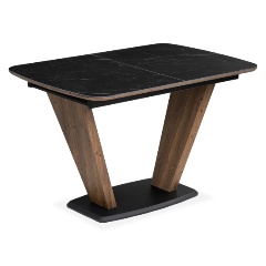 Изображение товара Стол обеденный WOODVILLE Петир 120х80х75 черный мрамор / орех / черный