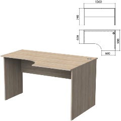 Изображение товара Стол письменный эргономичный "Бюджет", 1360х900х740 мм, правый, дуб сонома, 402663-091