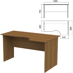 Изображение товара Стол письменный эргономичный Канц, 1400х800х750 мм, правый, цвет орех пирамидальный, СК30.9