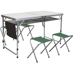 Изображение товара Стол складной влагостойкий с карманом для мелочей и 4 стула (набор), ARIZONE (42-120653)