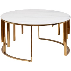 Изображение товара Стол журнальный GARDA DECOR мрам.стекло/золото d90*43см