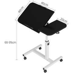 Изображение товара Раскладной приставной столик Homium Proffi на колесиках черный универсальный