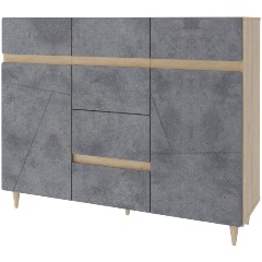 Изображение товара Комод STOLLINE Киото с 6 ящиками темный бетон и дуб