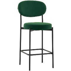 Изображение товара Современный полубарный стул из велюра в зеленом цвете с металлическим каркасом