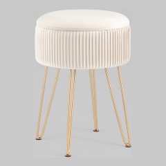 Изображение товара Пуф STOOL GROUP Астор бежевый круглый с ящиком и металлическими ножками