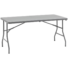Изображение товара Складной пластиковый стол-Книжка 152x74 см серый для мероприятий и пикников