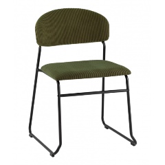 Изображение товара Обеденный стул Loftys зеленый с металлическим каркасом и мягким тканевым сиденьем
