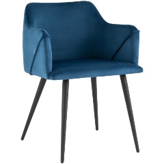 Изображение товара Стул обеденный с подлокотниками Джоэл велюр синий от STOOL GROUP