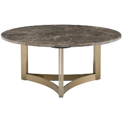 Изображение товара Столик журнальный STOOL GROUP Кассия 90*90, темная керамика, сталь шампань