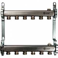 Изображение товара Коллектор STOUT SMS 0923 000006 для радиаторной разводки 6 вых.