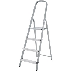 Изображение товара Стремянка сталь/алюминий Новая Высота 4 ступени, высота площадки 0,81м, дуга 0,6м, площадка 26х26см, до 150кг, вес 5,2кг , 1130104